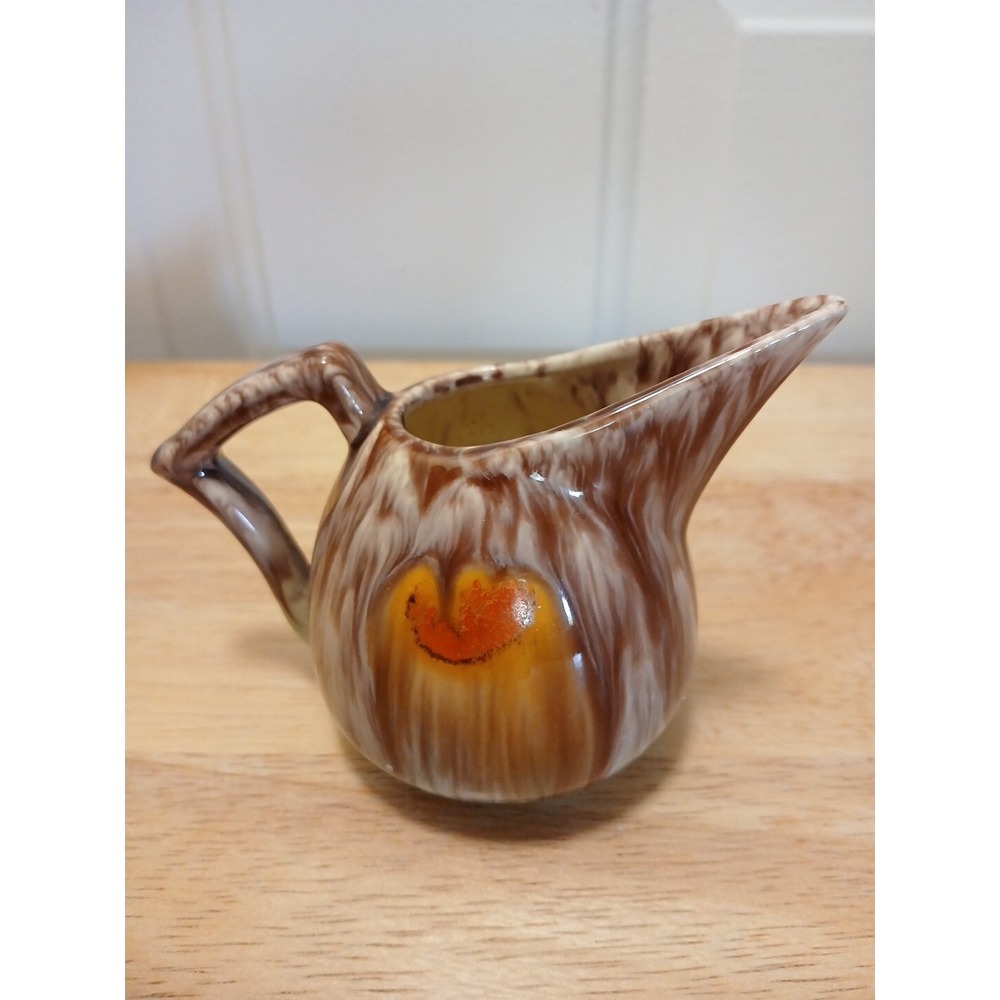 Creamer Vintage Brown Drip Glaze Made in‎ Germany Small Pitcher Gravy Boat 3"